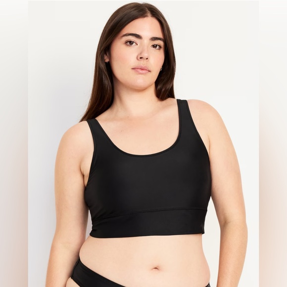 🆕 Old Navy Women’s Matte Longline Swim Top Black M 8-10 - Picture 5 of 12